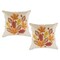 Contemporary Home Living Set of 2 Beige and Orange Falling Leaves Embroidered Pillow Covers 18&#x22;
